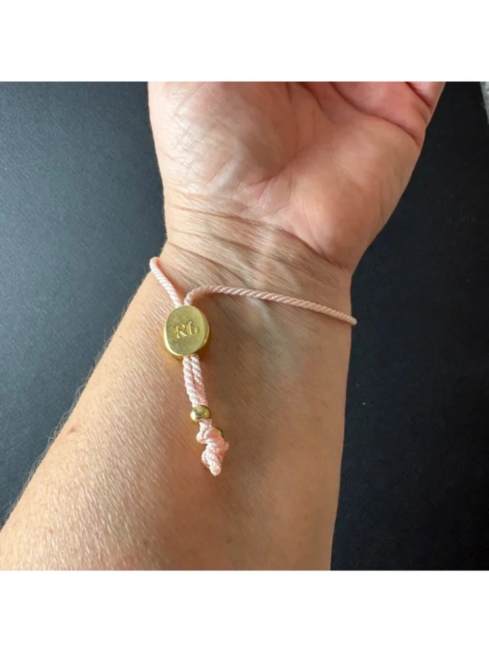 Ralph Lauren Pink Pony Braided Bracelet With Gold Tone Charm & Beads